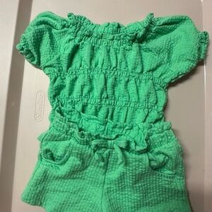Girls' Green Smocked Shirt and Short Set